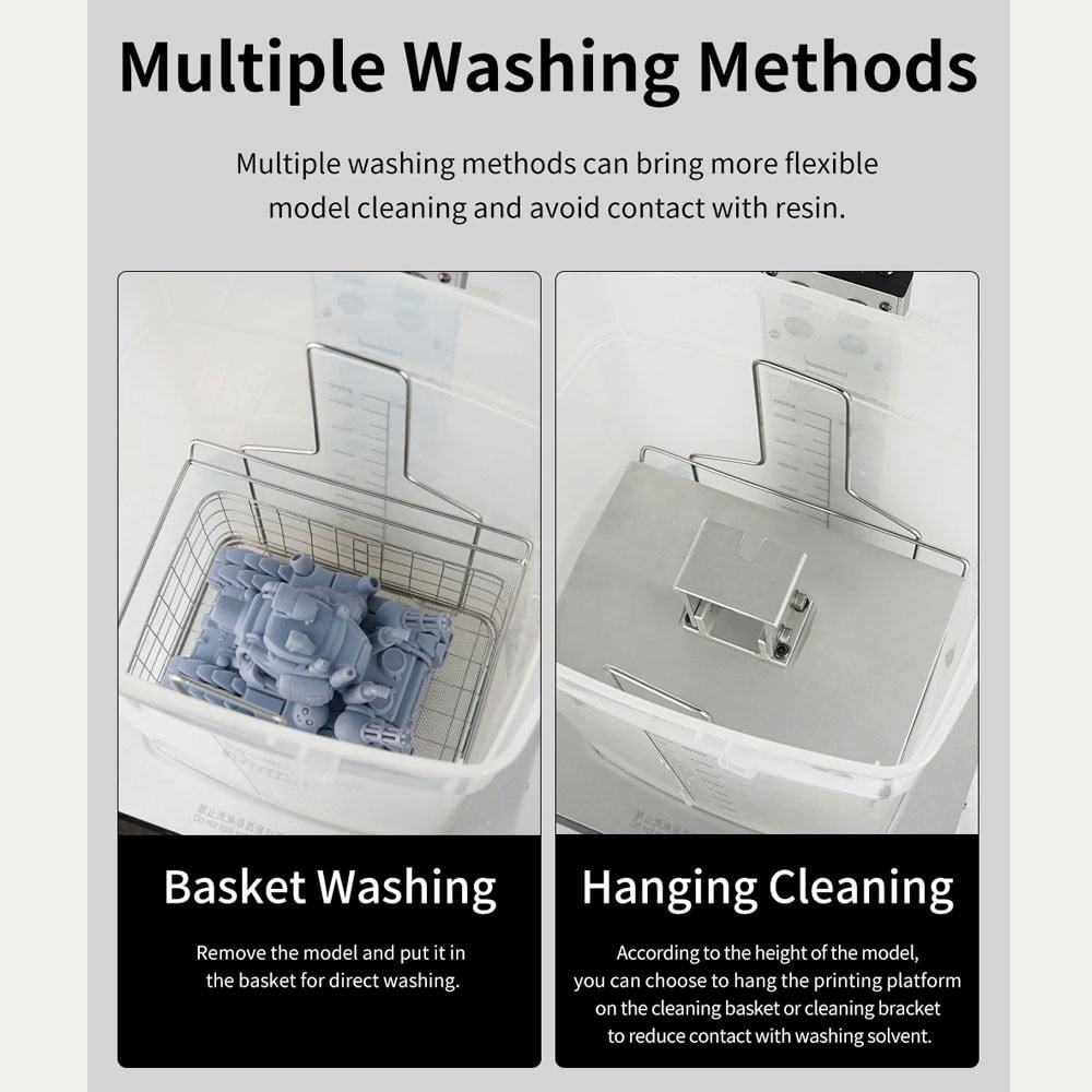 Basket and hanging cleaning washing method for Anycubic Wash & Cure Plus Machines