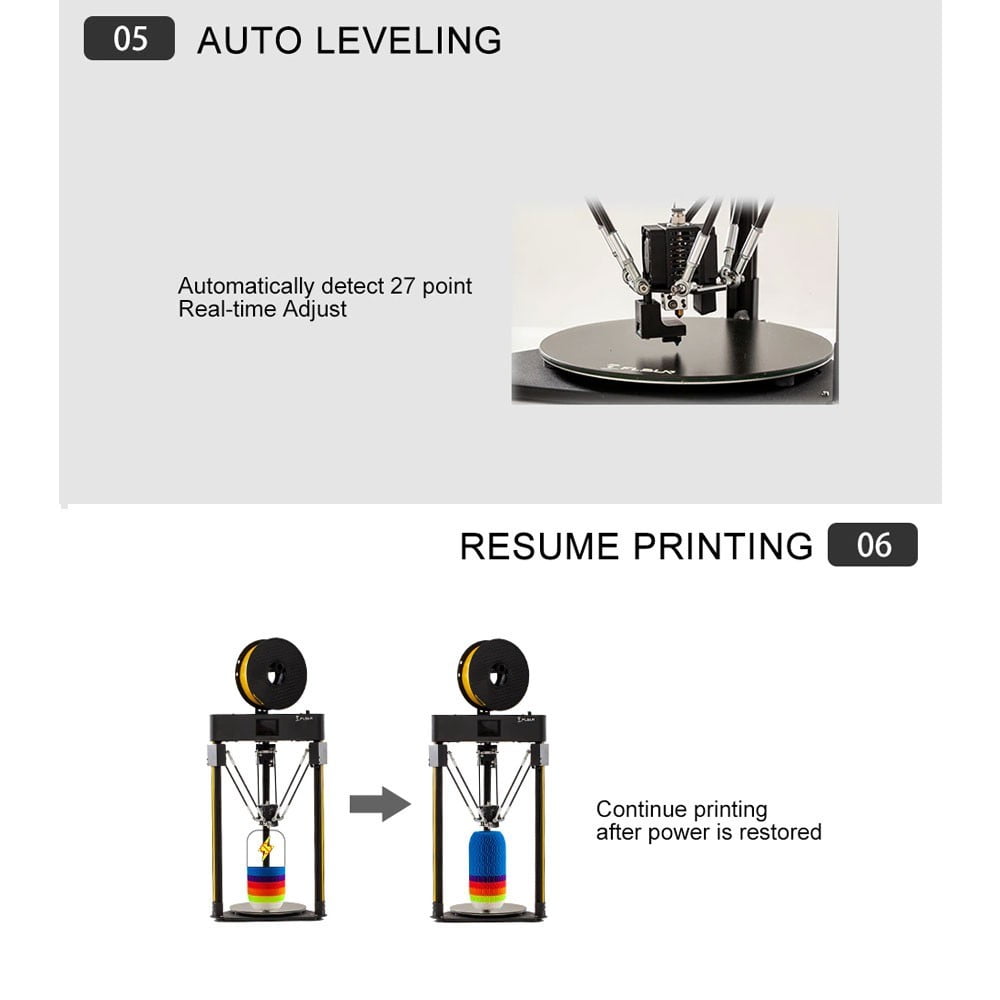 Auto leveling and resume printing function for Flsun Q5 3D Printer