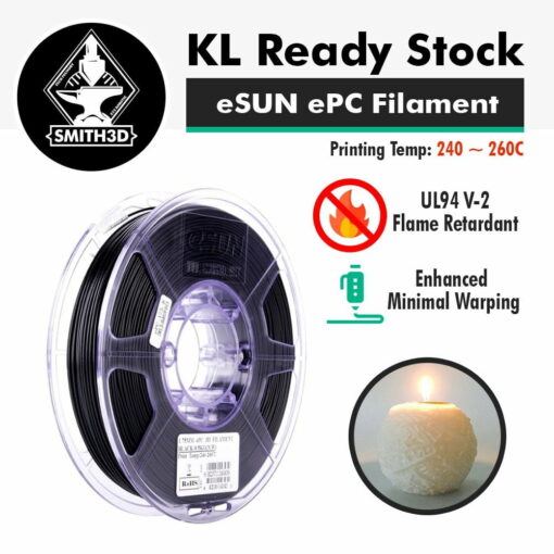 Esun epc filament e pc 0.5kg 1.75mm spool consumables black polycarbonate enhanced low warp
