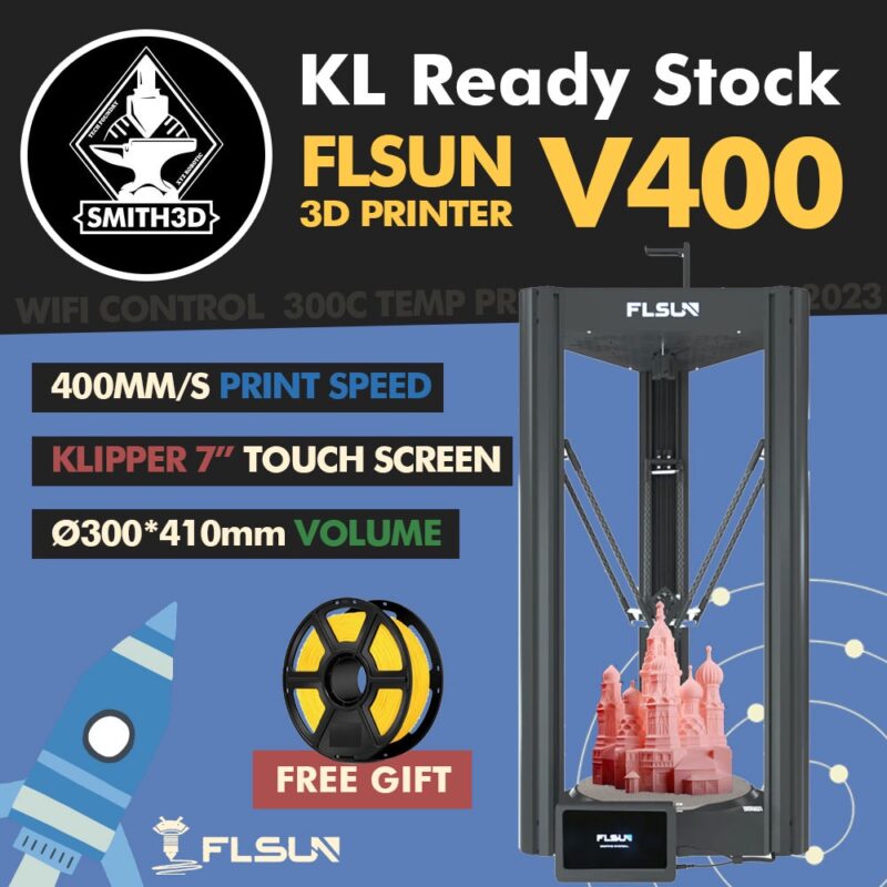 [ready Stock] Flsun V400 Delta 3d Printer Diy 300 410mm 300c Klipper