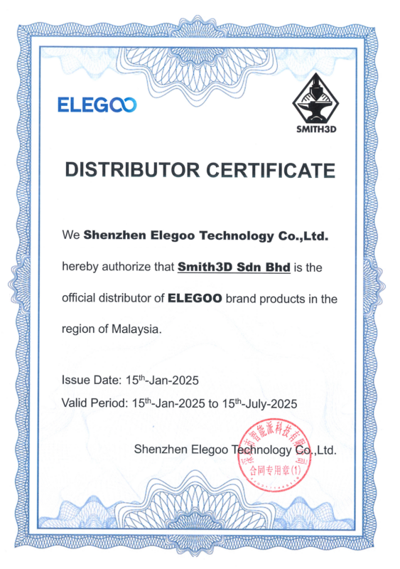 elegoo distributor certification smith3d